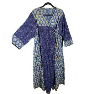 APRIL CORNELL Blue Bohemian Housedress Leisure Dress 2X